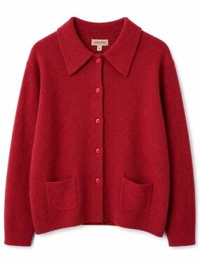 Vintage Cherokee 100% Wool Cherry Red Button Front Cardigan Sweater XL